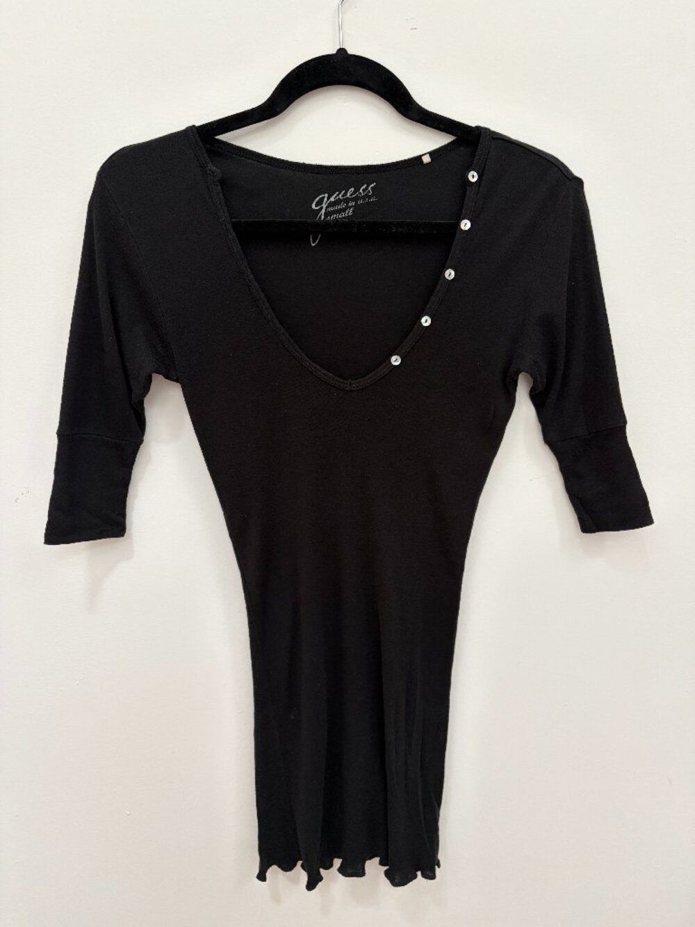 Vintage Guess 1/2 Sleeve Black Top